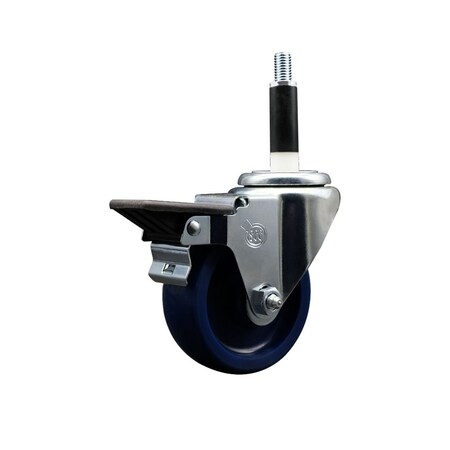 Service Caster 3.5'' Solid Poly Swivel 7/8'' Expanding Stem Caster with Brake SCC-EX20S3514-SPUS-PLB-78